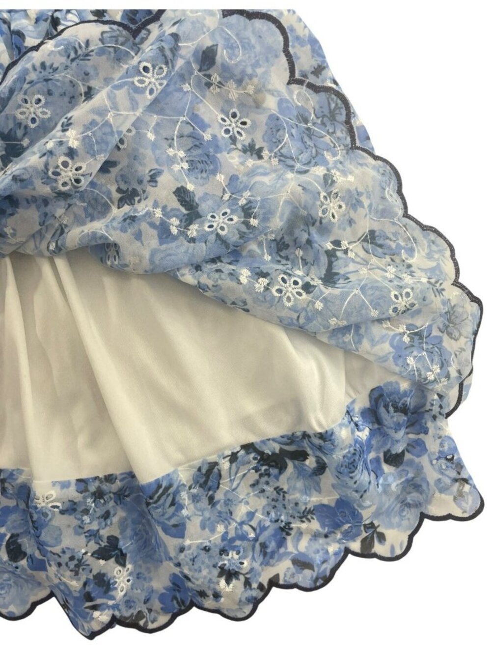 Altard State Scalloped Hem Dress Blue & White Floral Adjustable Straps Sz XL NEW - Picture 4 of 10